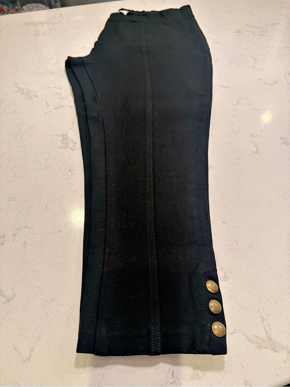 Black Button Detail Leggings